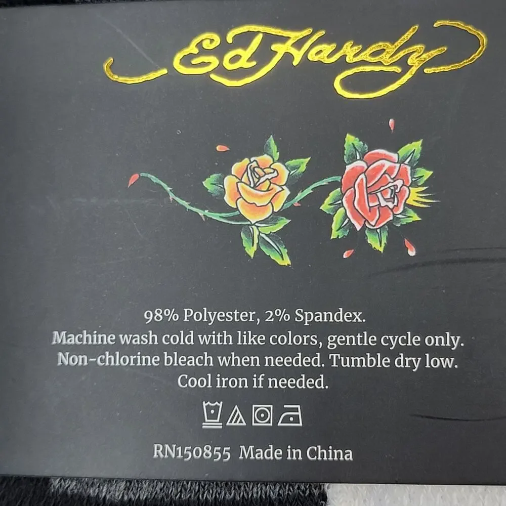 Ed Hardy 8 Pair Mens Shocks Multicolor Spell Out Arch Support Moisture Wicking
